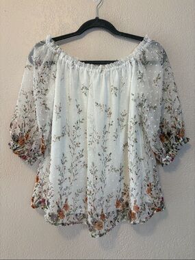Orchid Haze sheer spring peasant blouse